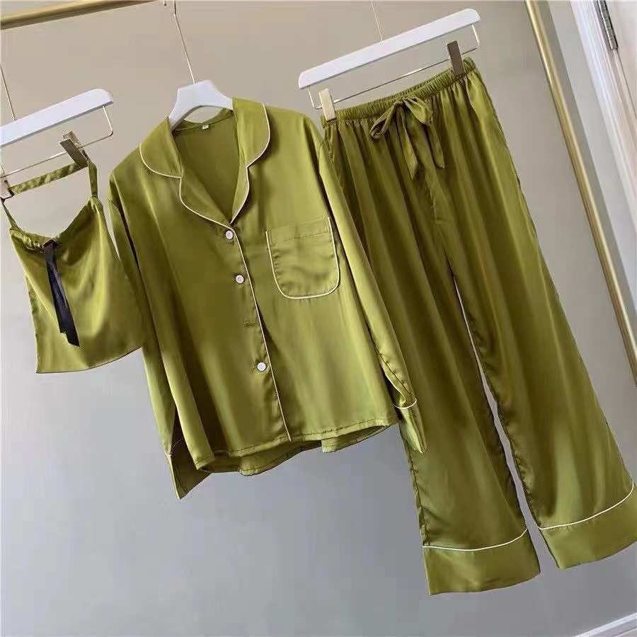 Solid Satin Set Silk Women Pajama Wholesale Long Sleeve Ladies Sleepwear -  China Pajama and Silk Pajama price